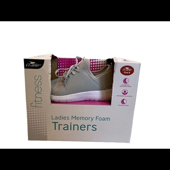 CRANE, Ladies Memory Foam Fitness Trainers Shoes, Size 8,‎ Lightweight, Gray - Picture 1 of 8